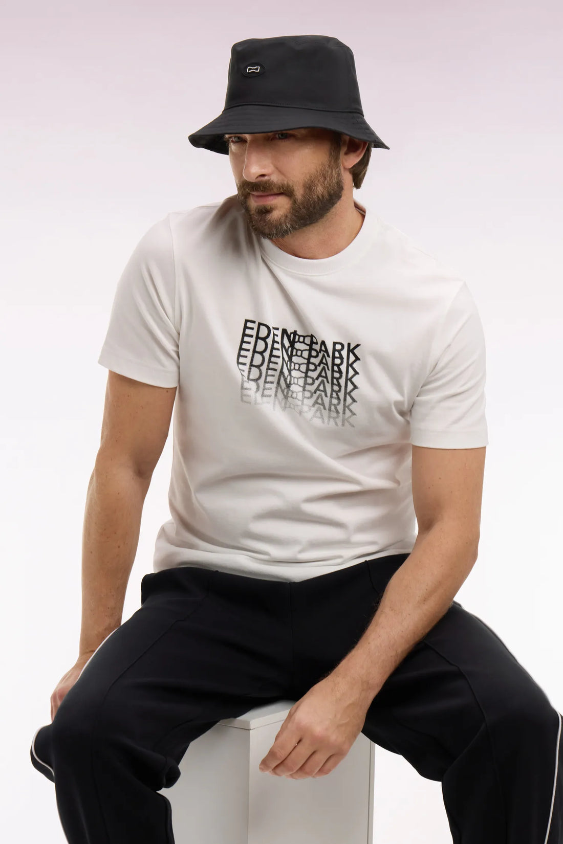 Eden Park 0 Men Black Screen-Printed Short-Sleeved T-Shirt SKU: E26MAITC0067_ECC Image 02