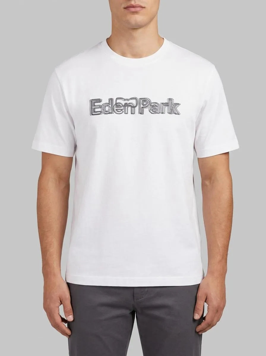 Eden Park 0 Men Short-Sleeved White Cotton T-Shirt with Screen Print SKU: E26MAITC0068_BC Image 00