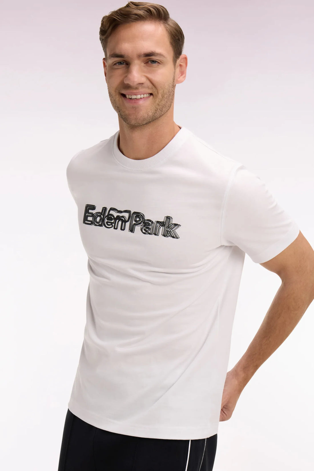 Eden Park 0 Men Short-Sleeved White Cotton T-Shirt with Screen Print SKU: E26MAITC0068_BC Image 02
