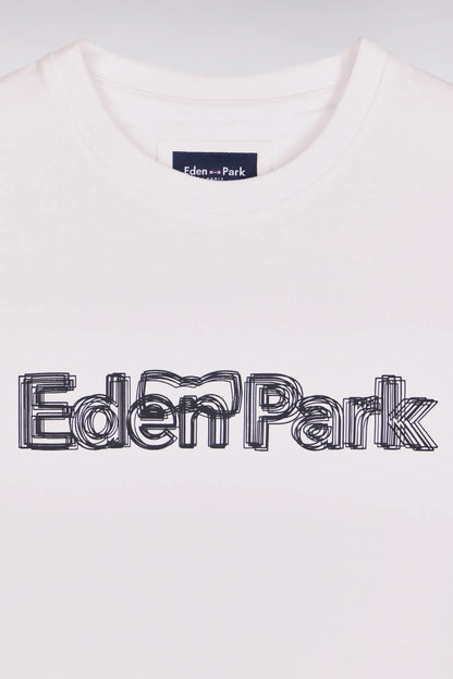 Eden Park 0 Men Short-Sleeved White Cotton T-Shirt with Screen Print SKU: E26MAITC0068_BC Image 06