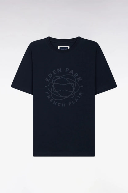 Eden Park 0 Men Short-Sleeved Navy Cotton T-Shirt with Screen Print SKU: E26MAITC0069_BLF Image 05