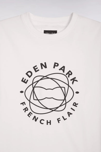 Eden Park 0 Men Short-Sleeved T-Shirt in Ecru Cotton with Screen Print SKU: E26MAITC0069_ECC Image 06