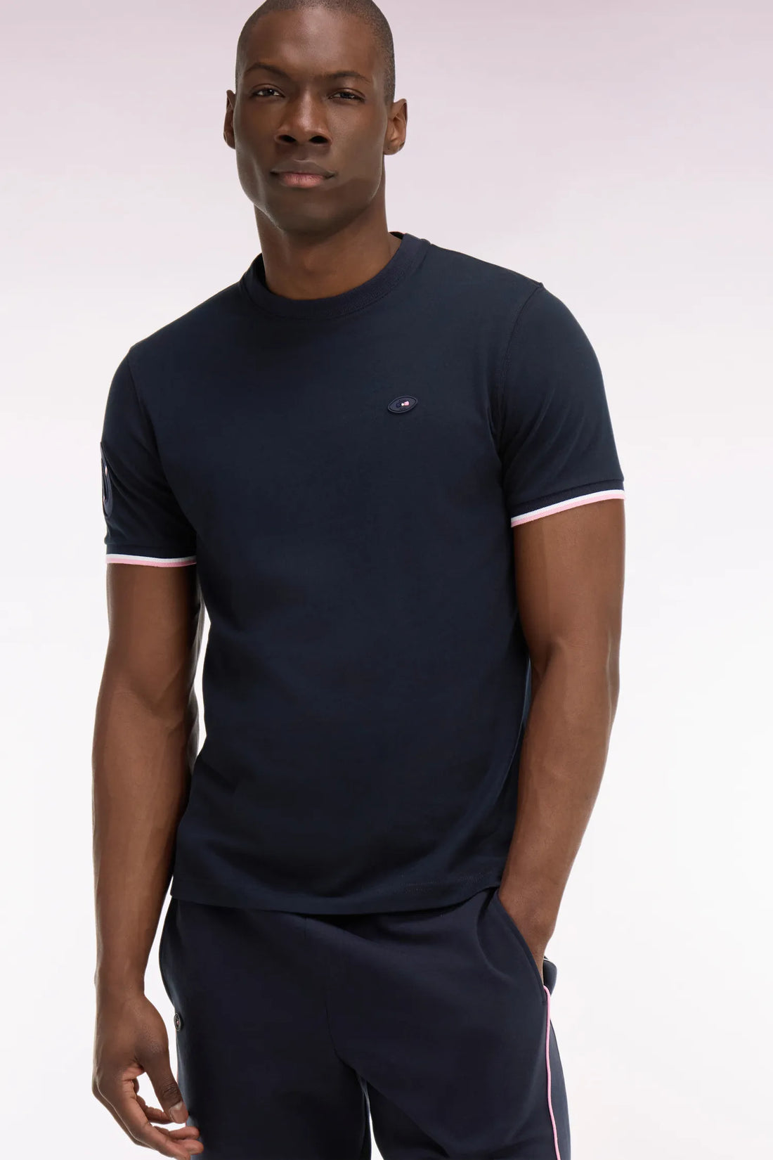 Eden Park 0 Men France XV Short-Sleeved T-Shirt in Navy Cotton SKU: E26MAITC0072_BLF Image 02