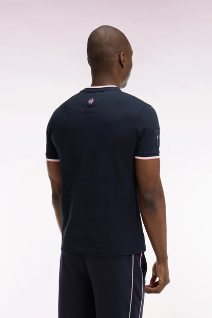 Eden Park 0 Men France XV Short-Sleeved T-Shirt in Navy Cotton SKU: E26MAITC0072_BLF Image 04