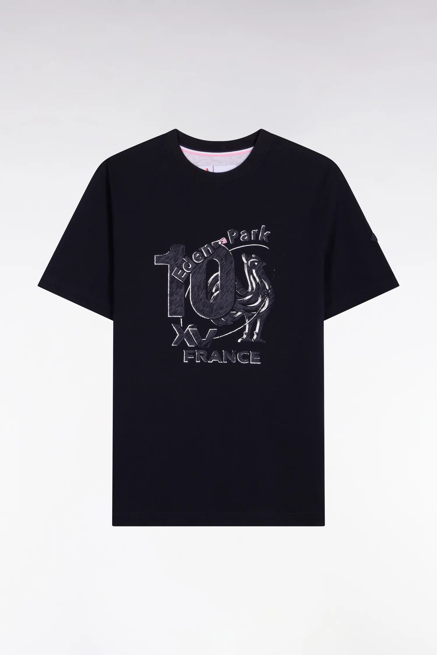Eden Park 0 Men France XV Short-Sleeved T-Shirt in Navy Cotton with Screen Print SKU: E26MAITC0079_BLF Image 05