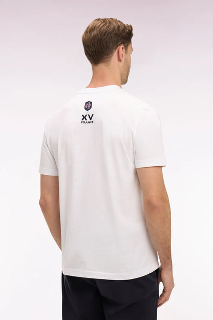 Eden Park White Men Regular Fit France Xv Short-Sleeved T-Shirt in White Cotton with Screen Print SKU: E26MAITC0080_BC Image 05