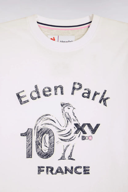 Eden Park White Men Regular Fit France Xv Short-Sleeved T-Shirt in White Cotton with Screen Print SKU: E26MAITC0080_BC Image 06