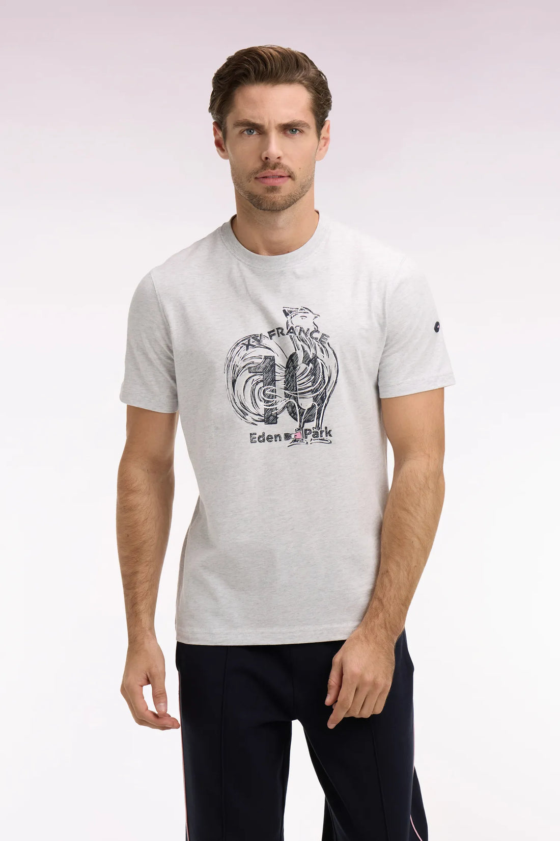 Eden Park 0 Men France XV Short-Sleeved T-Shirt with Screen-Printed Design SKU: E26MAITC0081_GRC7 Image 01