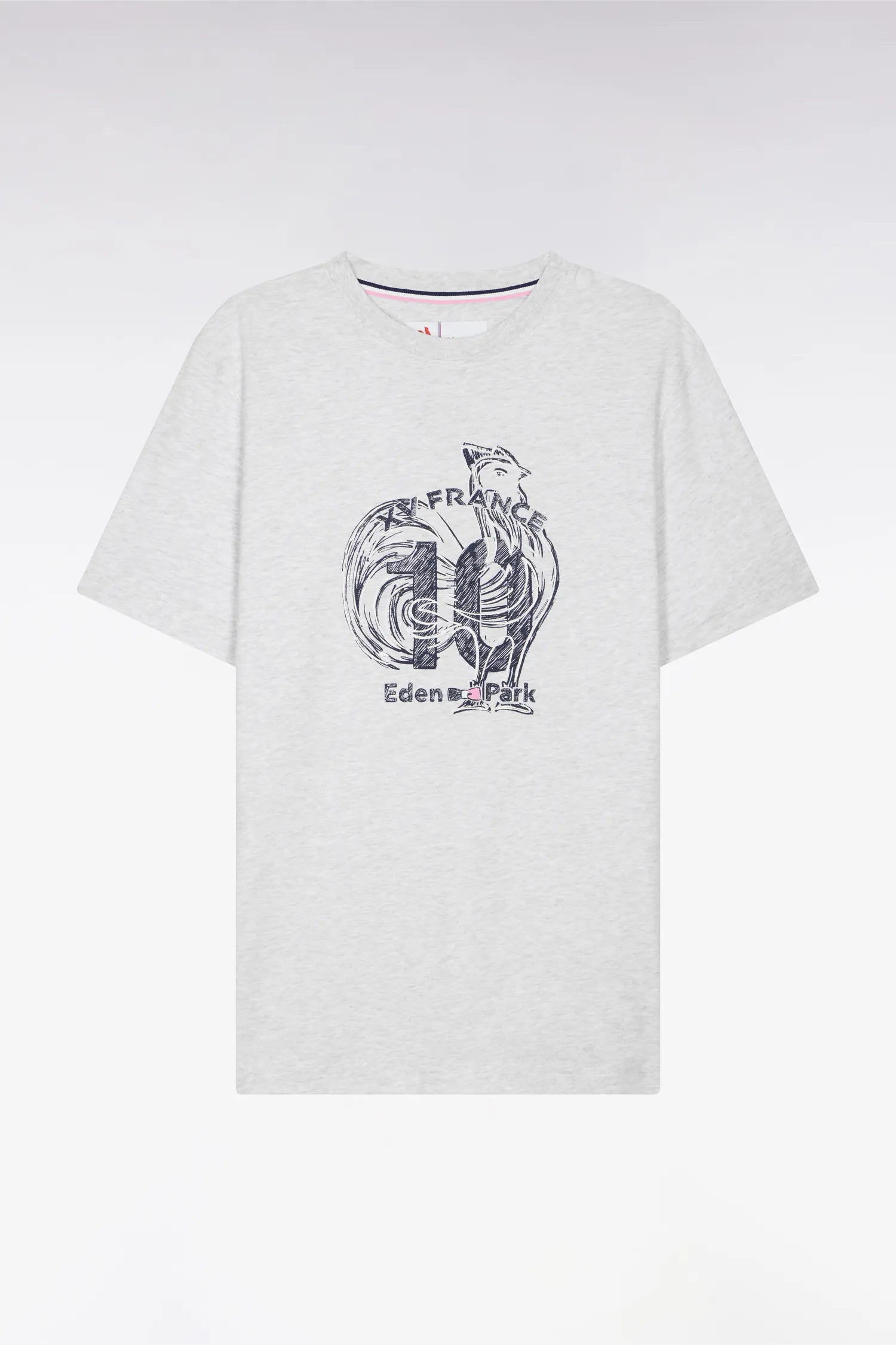 Eden Park 0 Men France XV Short-Sleeved T-Shirt with Screen-Printed Design SKU: E26MAITC0081_GRC7 Image 05