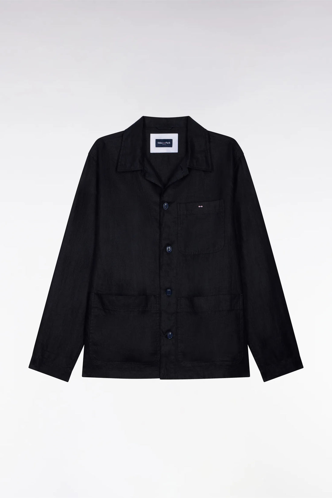 Eden Park Navy Blue Men Navy Linen and Cotton Overshirt SKU: E26PAMSU0020_BLF Image 02