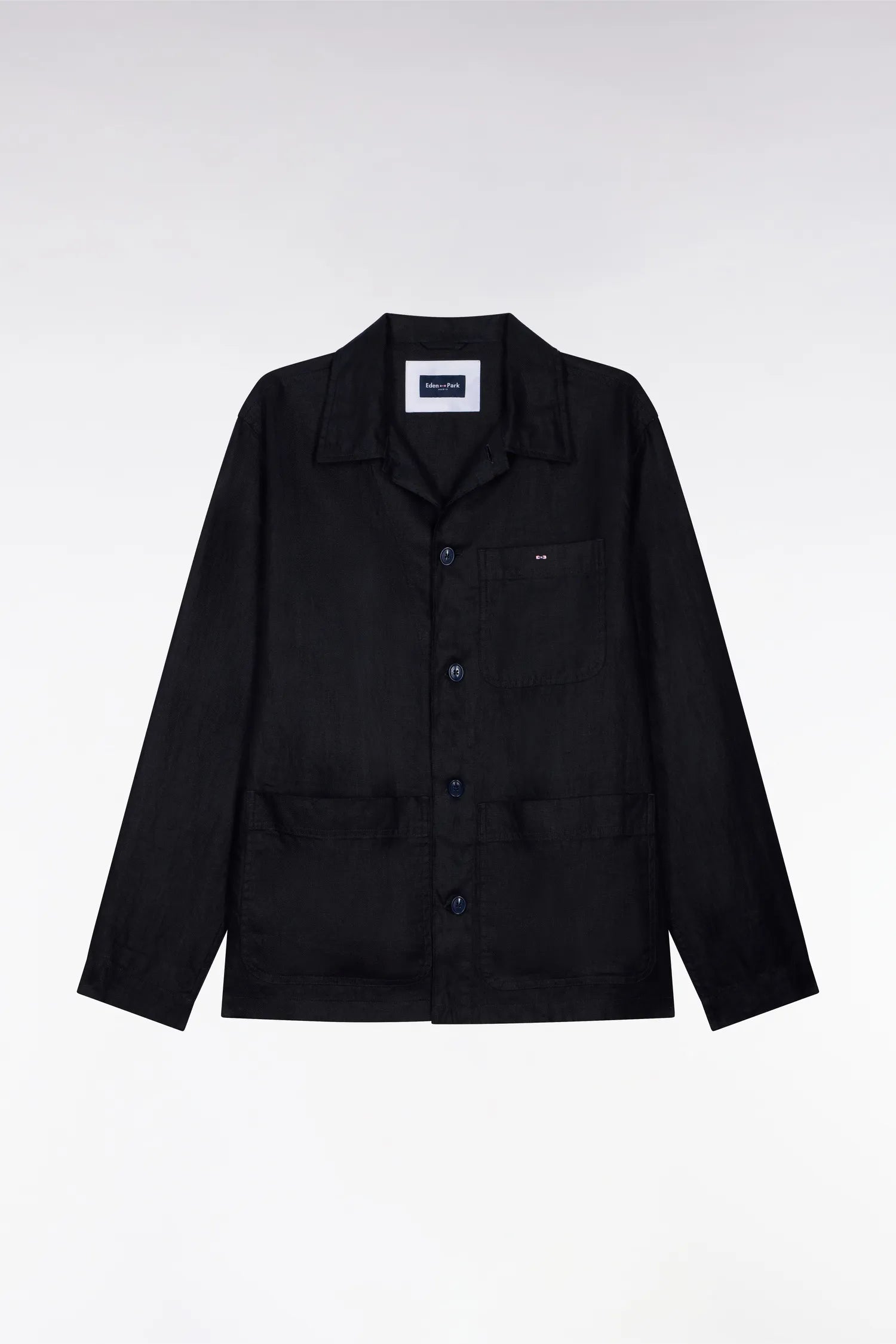 Eden Park Navy Blue Men Navy Linen and Cotton Overshirt SKU: E26PAMSU0020_BLF Image 02