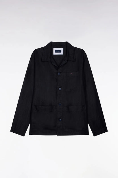 Eden Park Navy Blue Men Navy Linen and Cotton Overshirt SKU: E26PAMSU0020_BLF Image 02