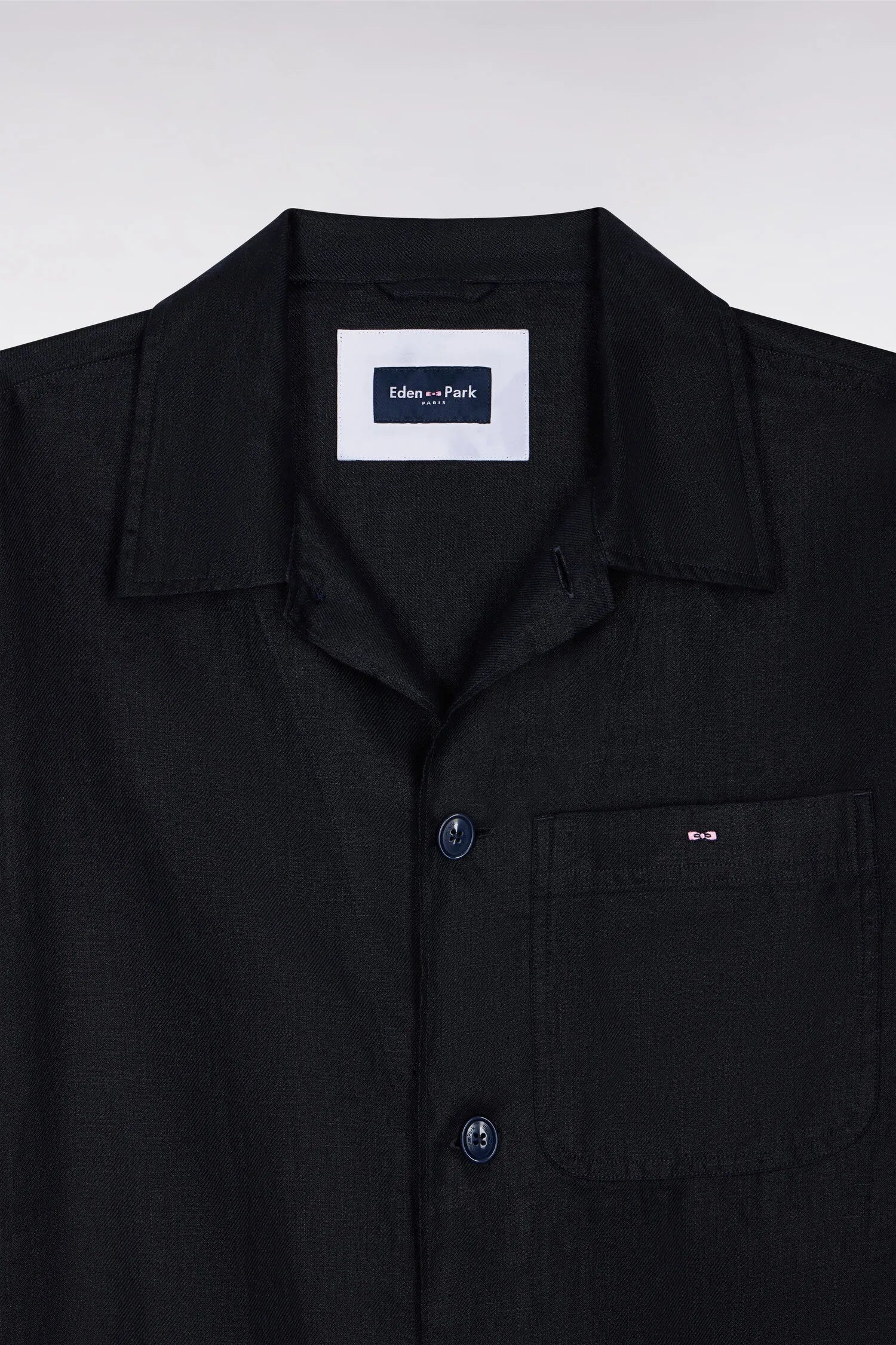 Eden Park Blue Men Navy Linen and Cotton Overshirt SKU: E26PAMSU0020_BLF Image 06