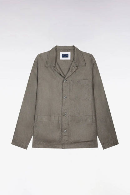 Eden Park Green Men Khaki Linen and Cotton Overshirt SKU: E26PAMSU0020_KAF8 Image 02