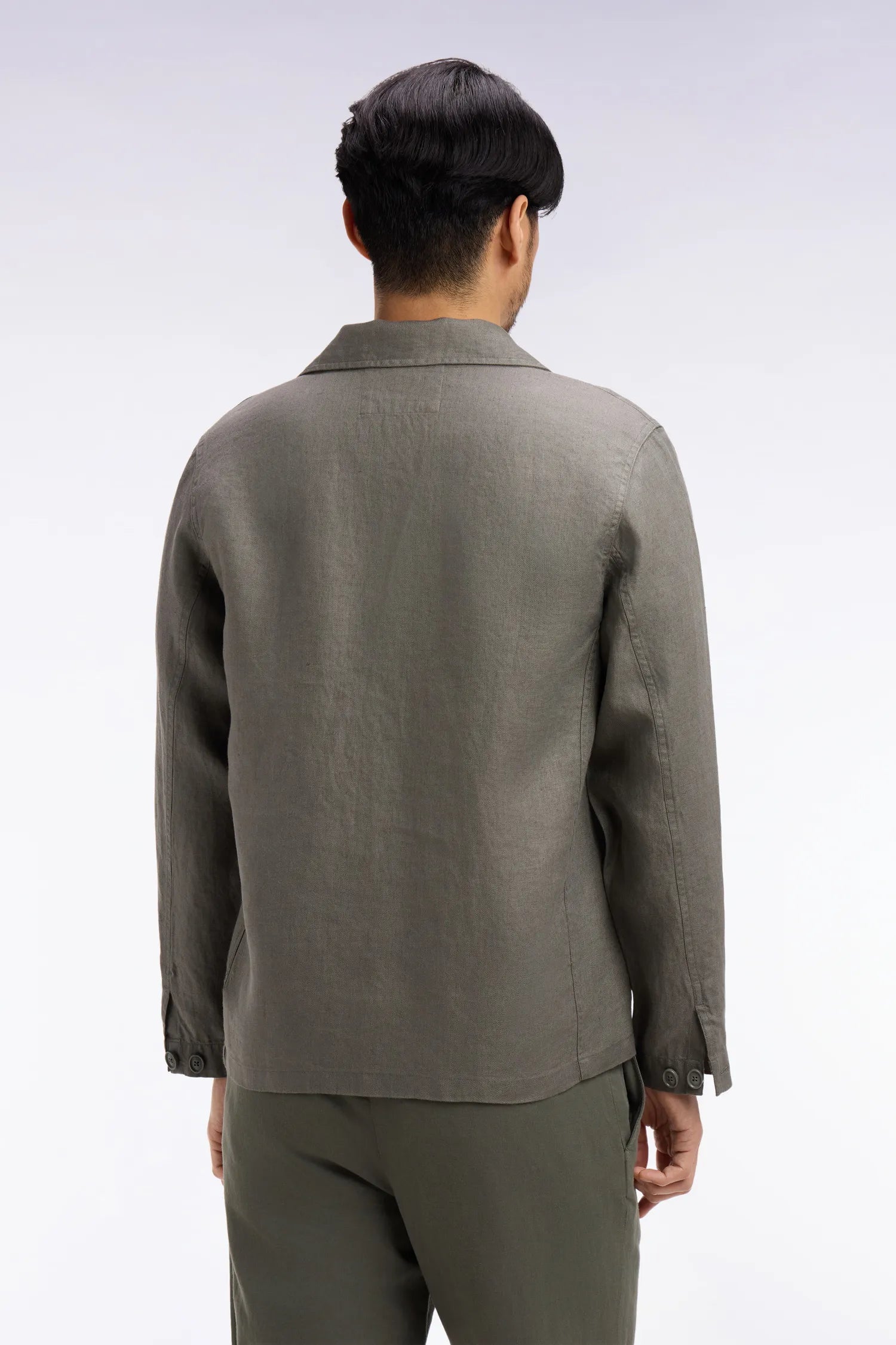Eden Park Khaki Men Khaki Linen and Cotton Overshirt SKU: E26PAMSU0020_KAF8 Image 05