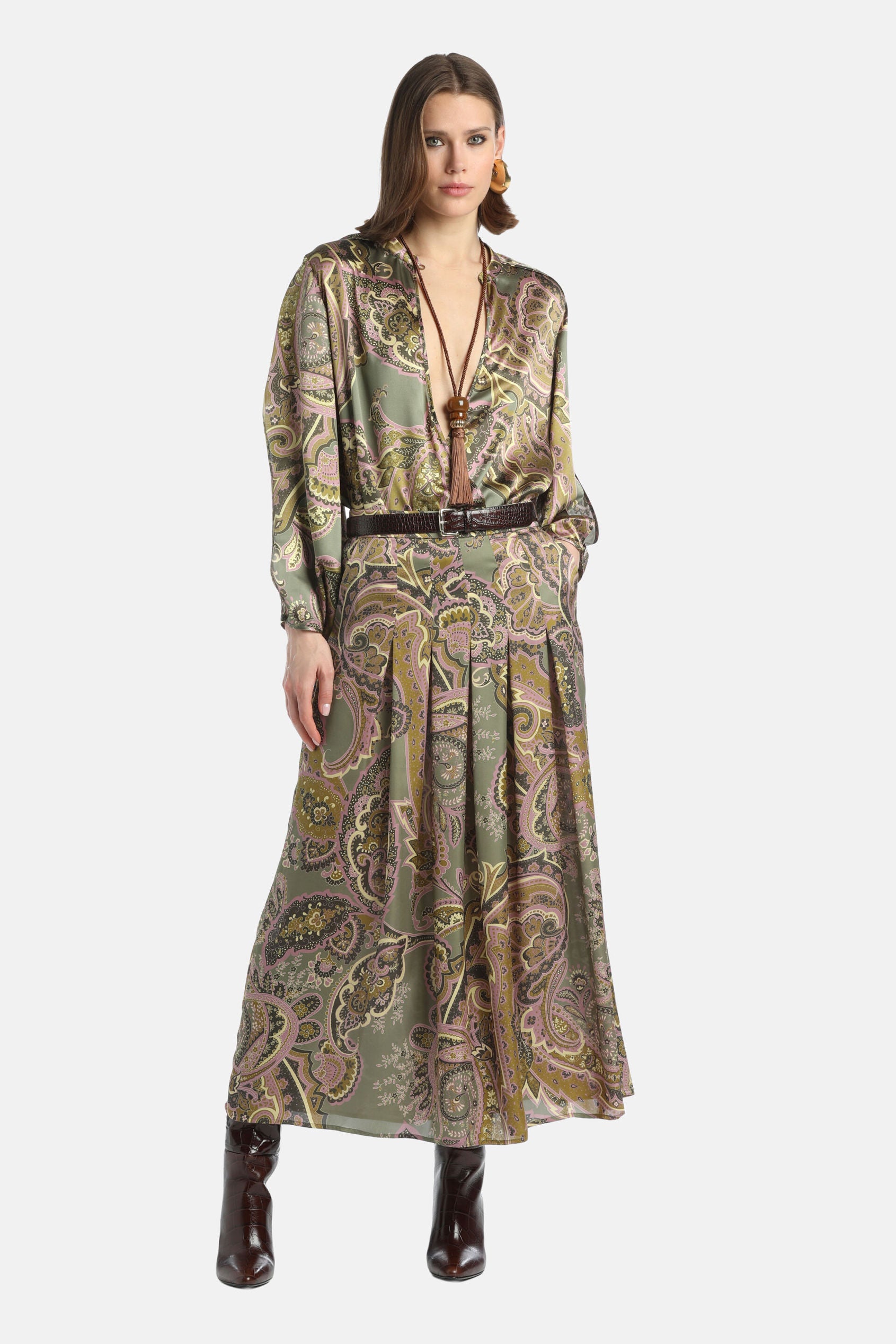 Luisa Spagnoli_Var Verde Rosa_Fabbro - Pleated Skirt_FABBRO_3982_01