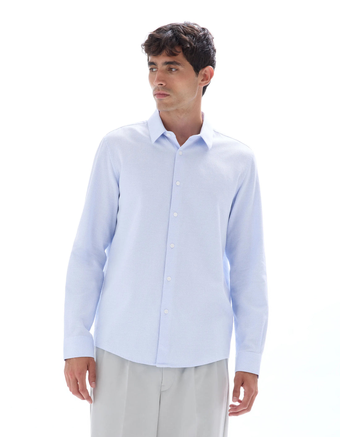 Celio_Blue_Regular Honeycomb Shirt 100% Cotton_FABEILLE2_BLUE_01