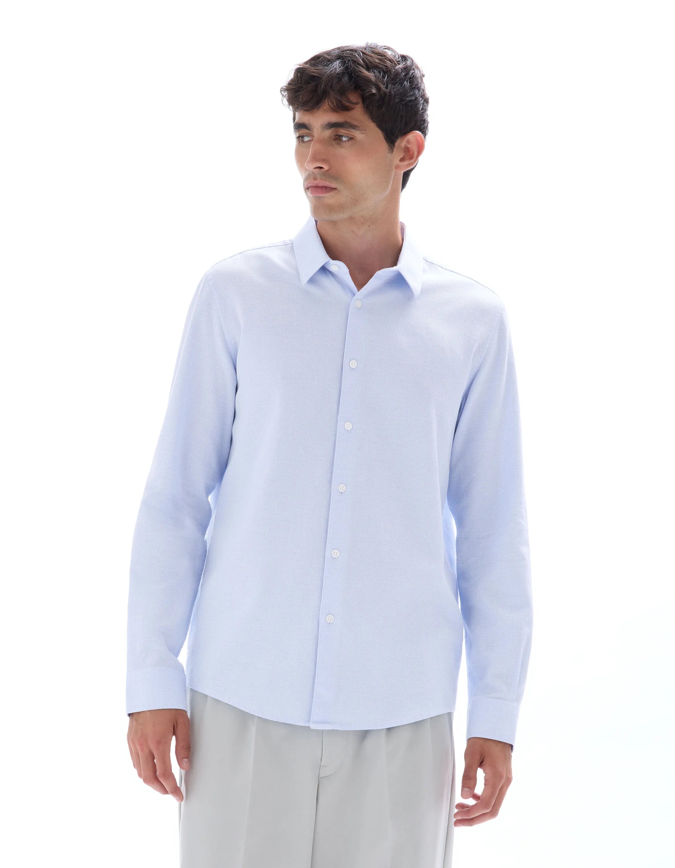 Celio_Blue_Regular Honeycomb Shirt 100% Cotton_FABEILLE2_BLUE_01