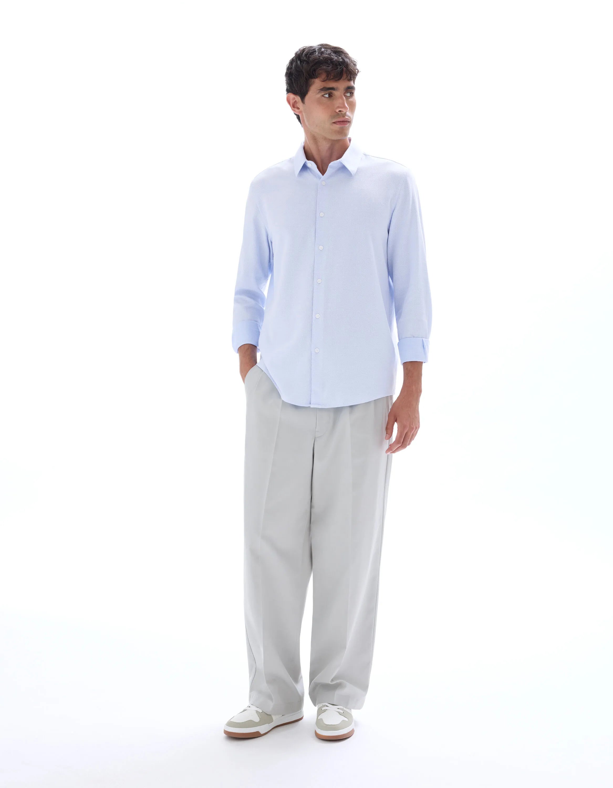 Celio_Blue_Regular Honeycomb Shirt 100% Cotton_FABEILLE2_BLUE_02