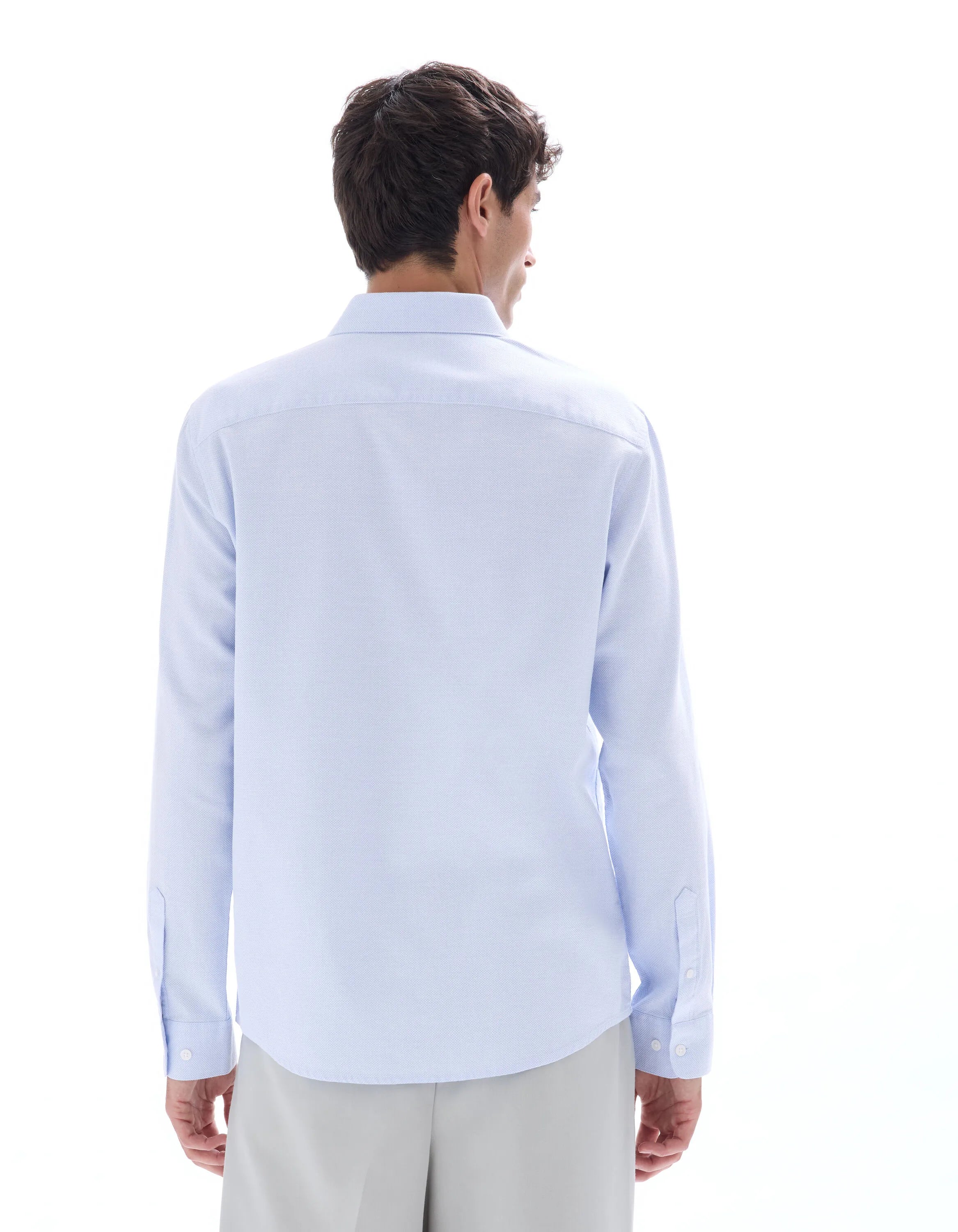 Celio_Blue_Regular Honeycomb Shirt 100% Cotton_FABEILLE2_BLUE_03