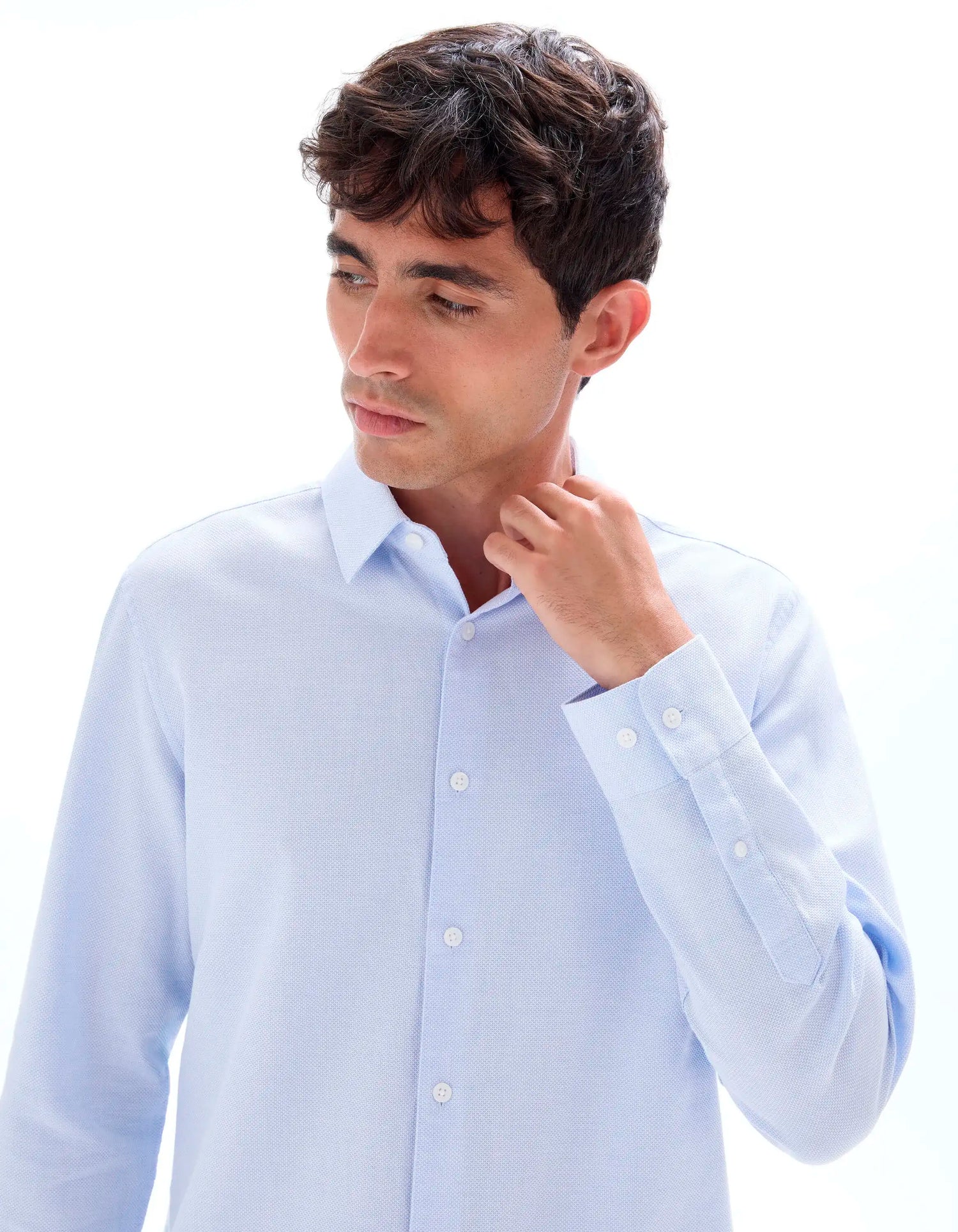 Celio_Blue_Regular Honeycomb Shirt 100% Cotton_FABEILLE2_BLUE_04