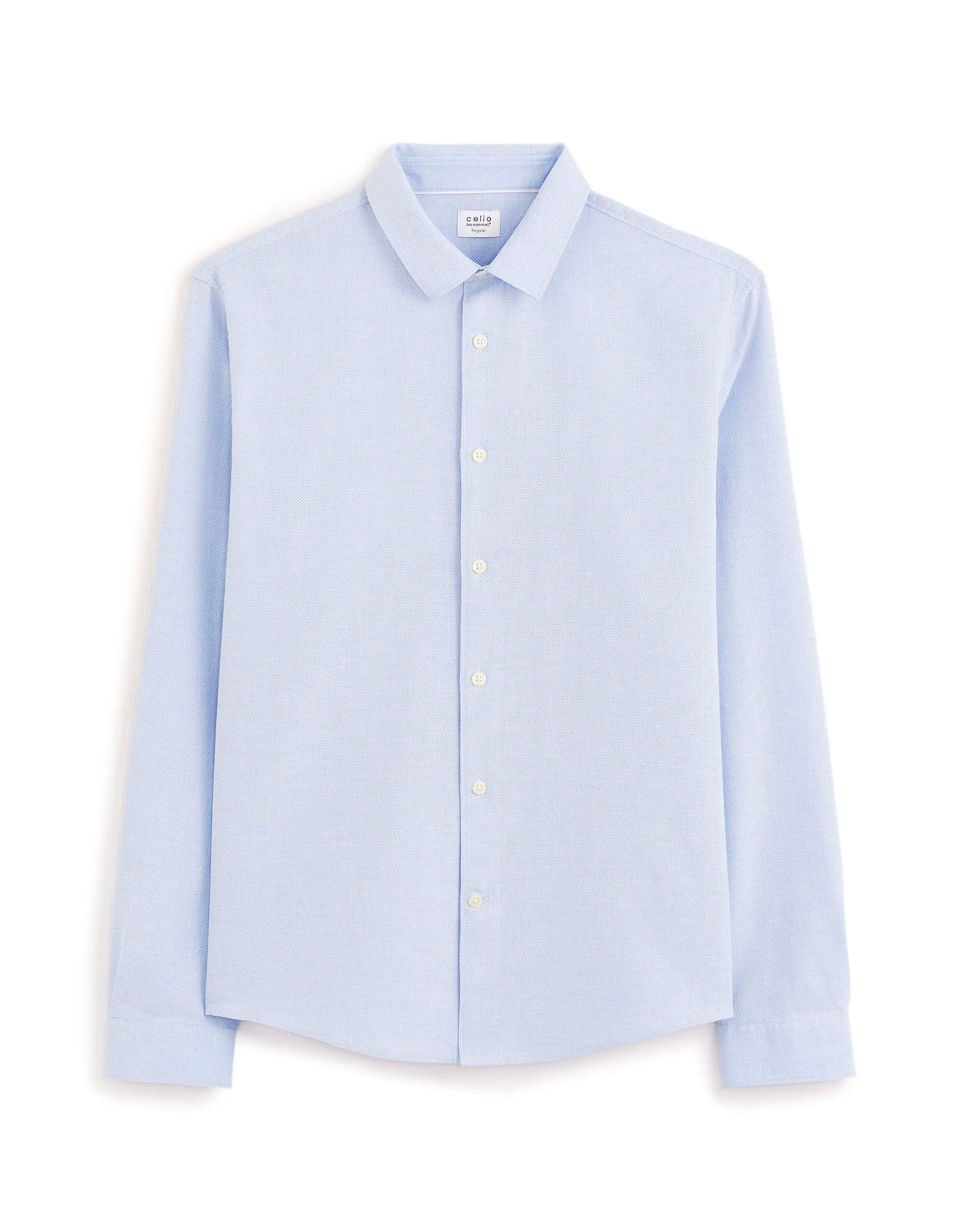 Celio_Blue_Regular Honeycomb Shirt 100% Cotton_FABEILLE2_BLUE_05