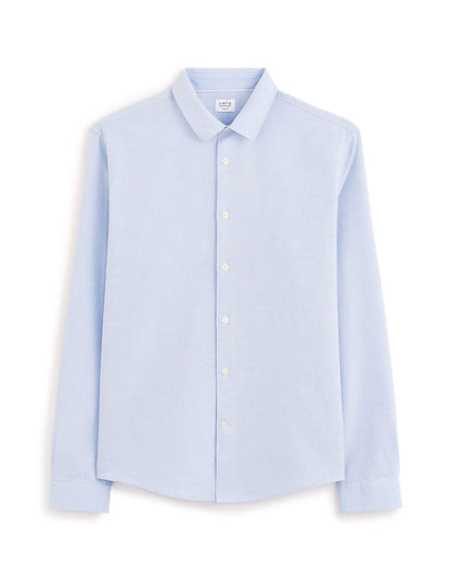 Celio_Blue_Regular Honeycomb Shirt 100% Cotton_FABEILLE2_BLUE_05