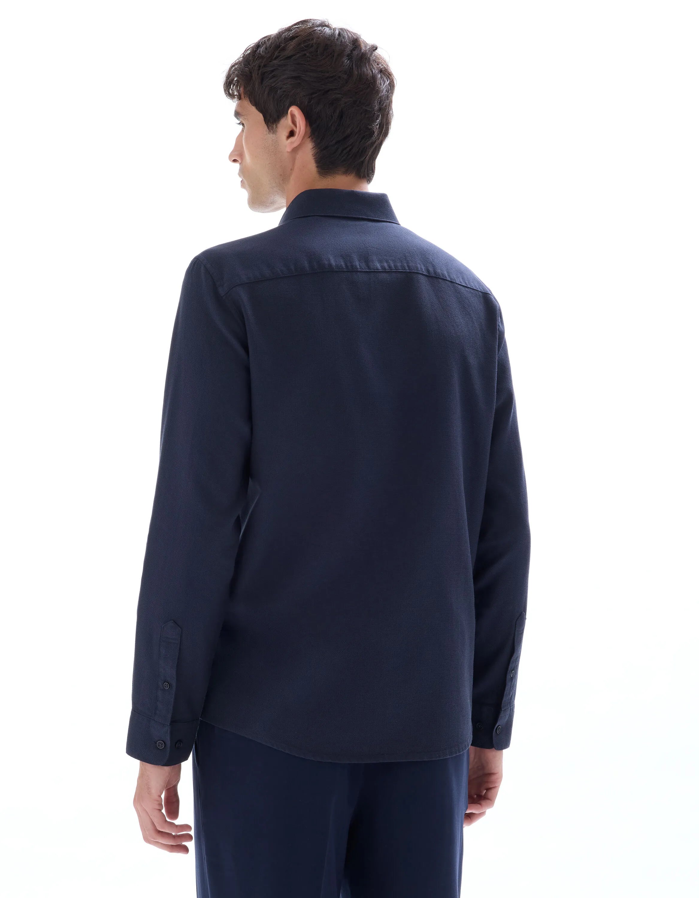 Celio_Marine_Regular-Fit 100% Cotton Honeycomb Shirt_FABEILLE2_MARINE_03