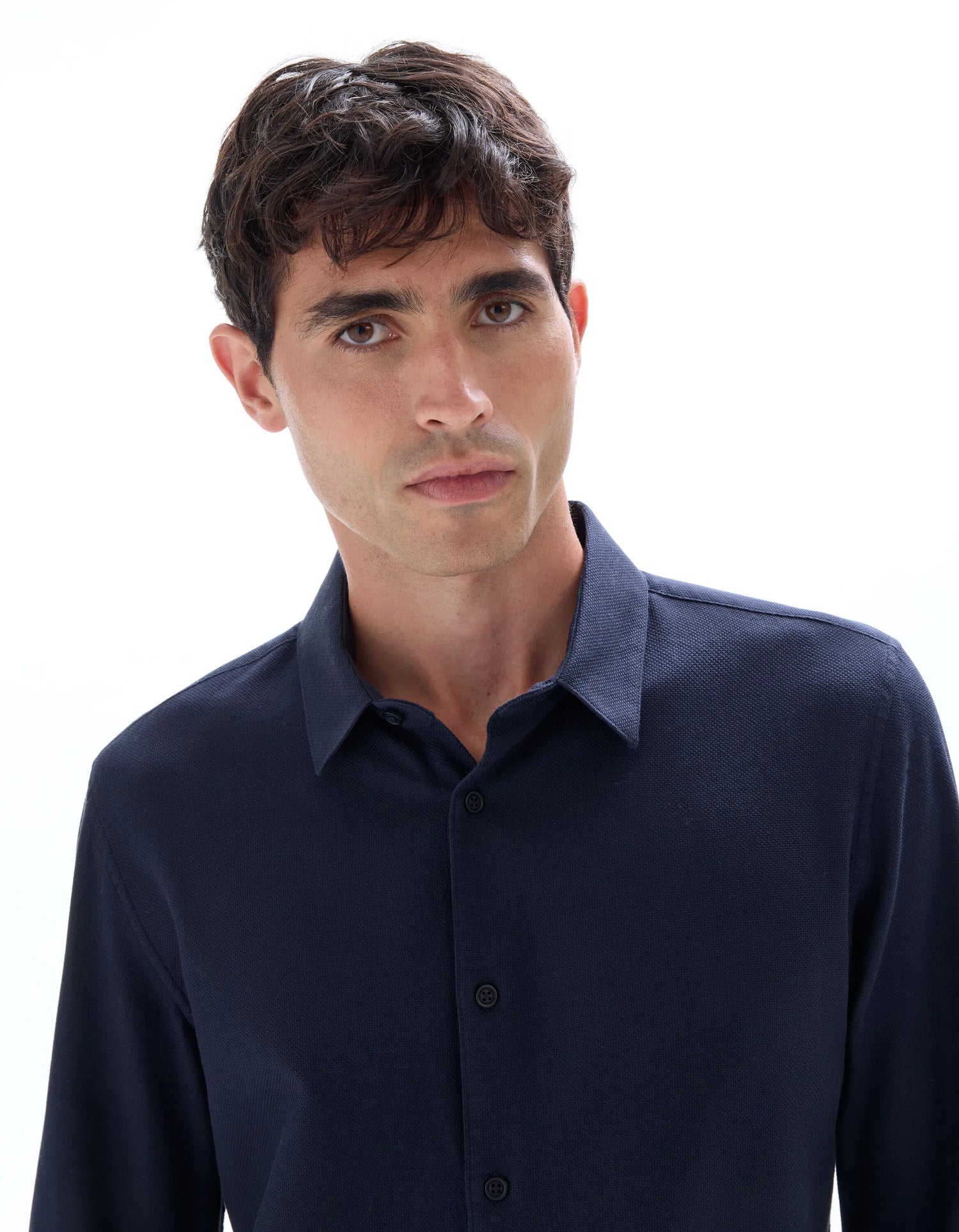 Celio_Marine_Regular-Fit 100% Cotton Honeycomb Shirt_FABEILLE2_MARINE_04