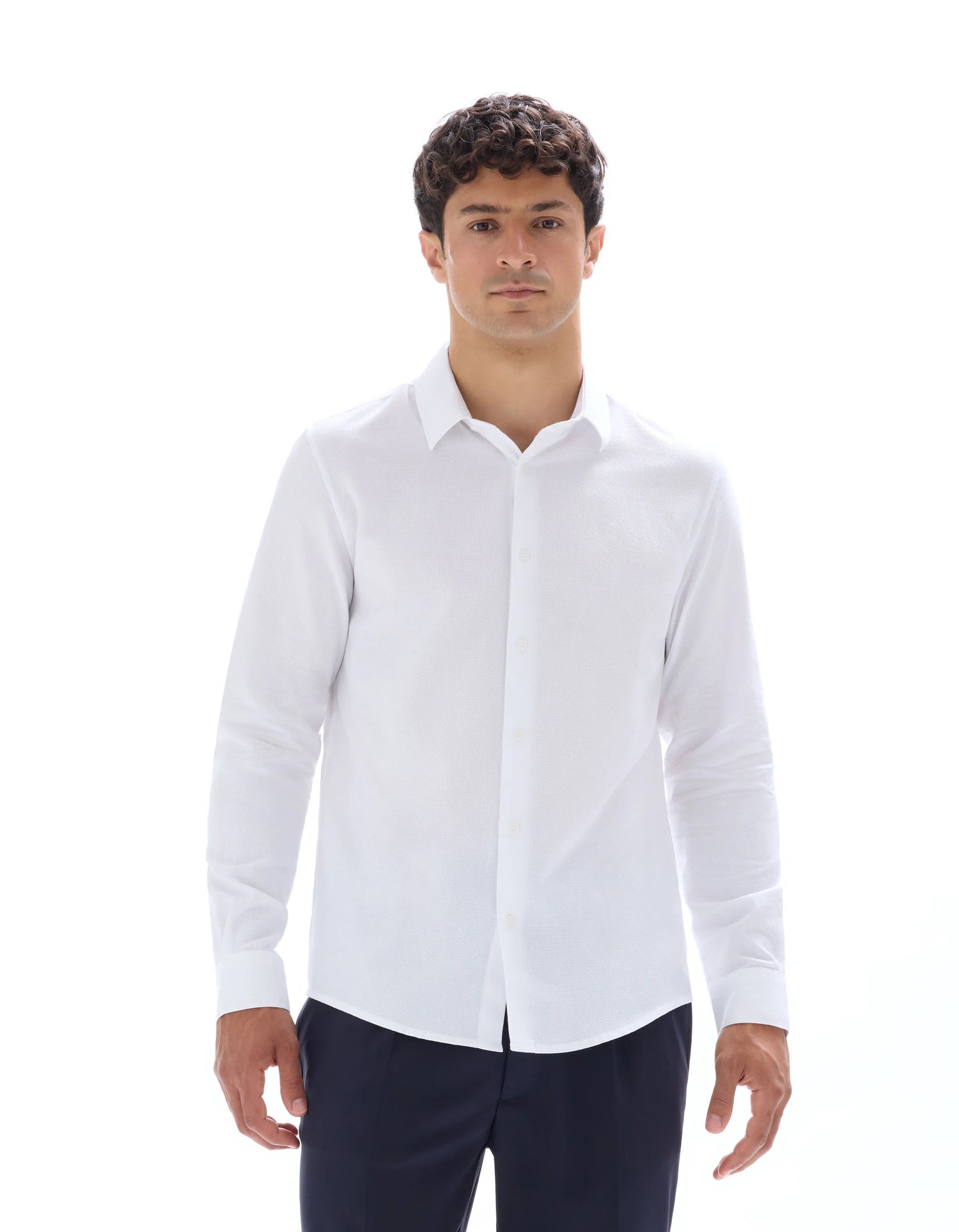 Celio_Optical White_Regular-Fit 100% Cotton Honeycomb Shirt_FABEILLE2_OPTICAL WHITE_01