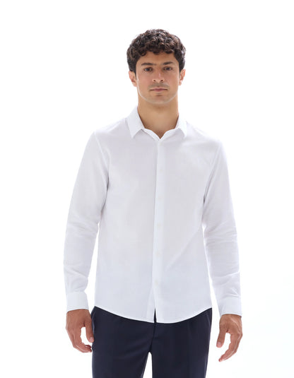 Celio_Optical White_Regular-Fit 100% Cotton Honeycomb Shirt_FABEILLE2_OPTICAL WHITE_01