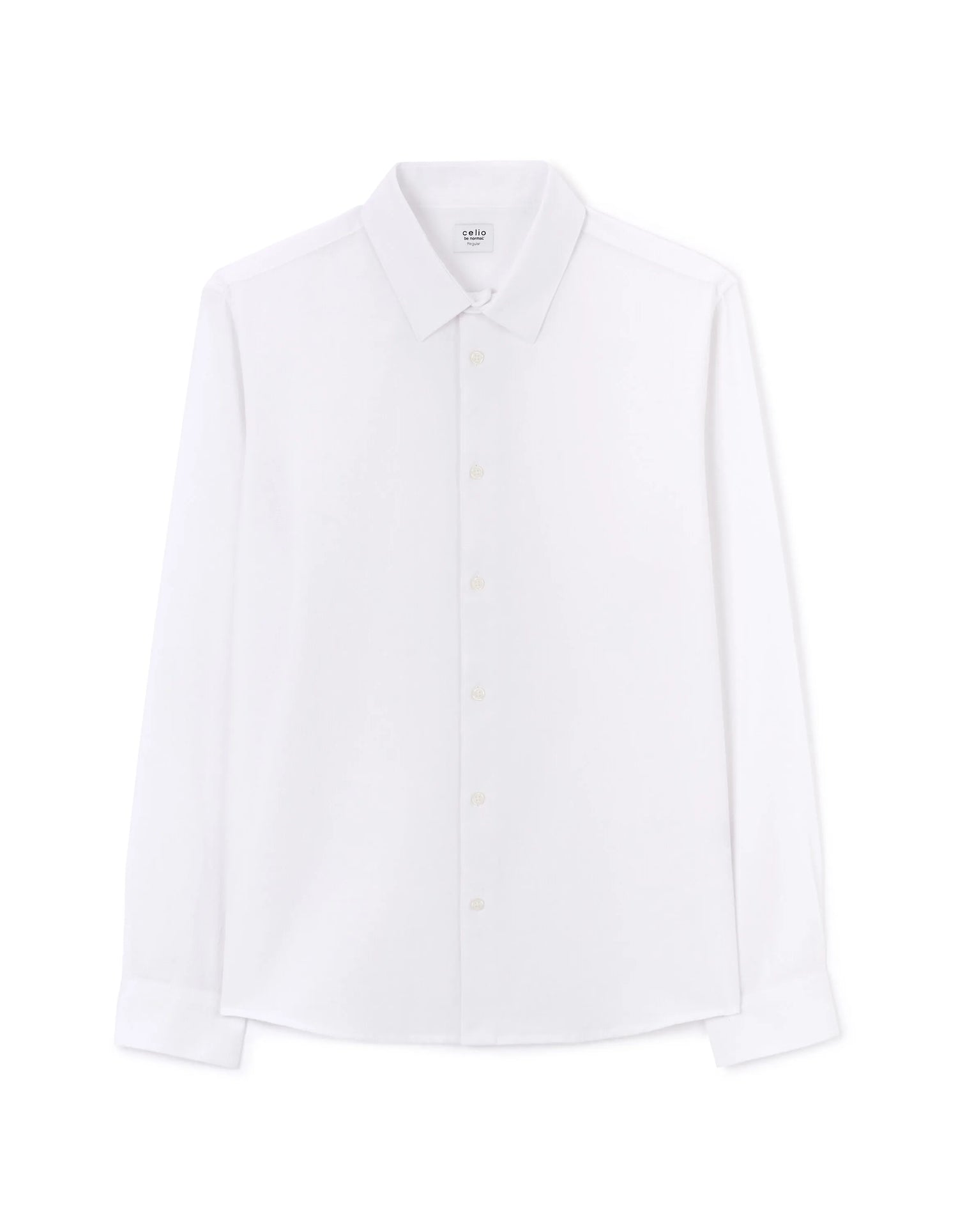 Celio_Optical White_Regular-Fit 100% Cotton Honeycomb Shirt_FABEILLE2_OPTICAL WHITE_05