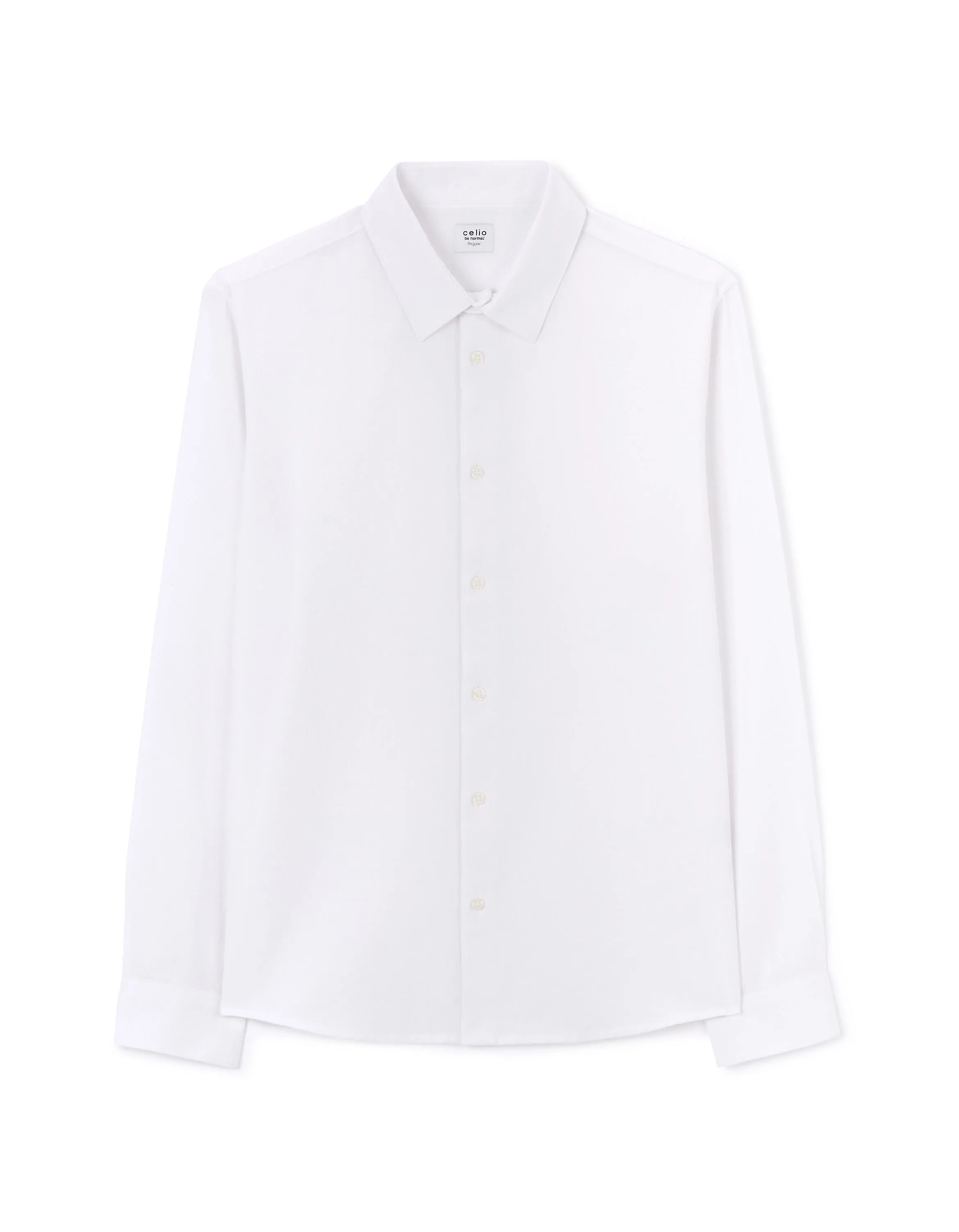 Celio_Optical White_Regular-Fit 100% Cotton Honeycomb Shirt_FABEILLE2_OPTICAL WHITE_05
