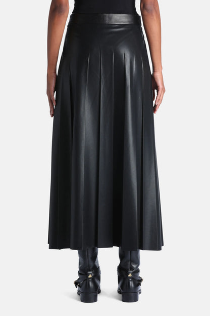 Luisa Spagnoli Nero Women Fabula - Pleated Synthetic Leather Maxi Skirt SKU: FABULA_0101 Image 02