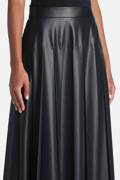 Luisa Spagnoli Nero Women Fabula - Pleated Synthetic Leather Maxi Skirt SKU: FABULA_0101 Image 03