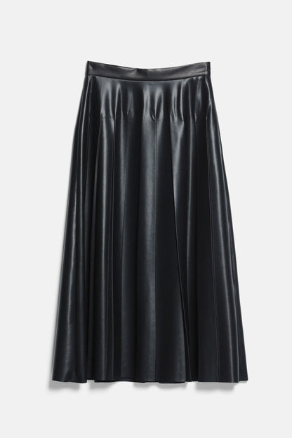 Luisa Spagnoli Nero Women Fabula - Pleated Synthetic Leather Maxi Skirt SKU: FABULA_0101 Image 05