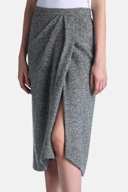 Luisa Spagnoli Var Grigio Panna Women Facoltoso Draped Midi Skirt - Fashion Show SKU: FACOLTOSO_3331 Image 03