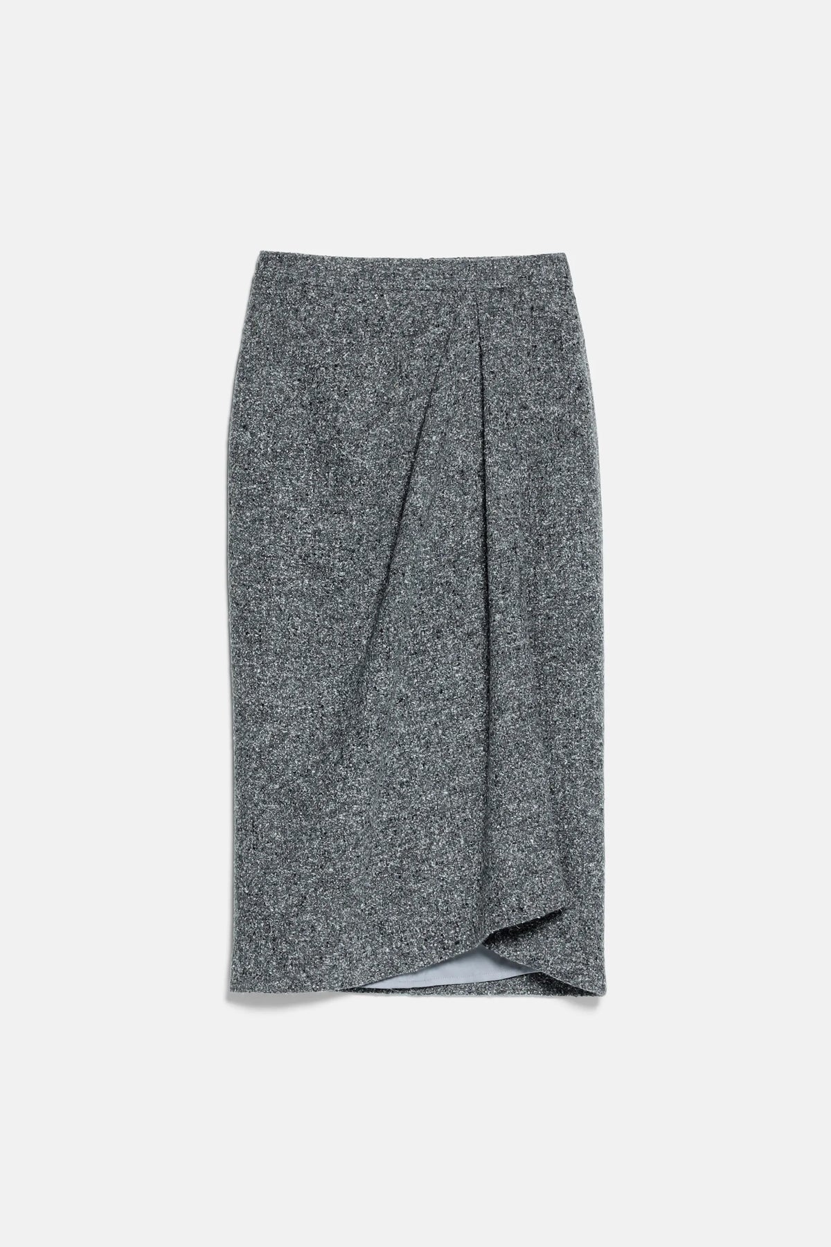 Luisa Spagnoli Var Grigio Panna Women Facoltoso Draped Midi Skirt - Fashion Show SKU: FACOLTOSO_3331 Image 05