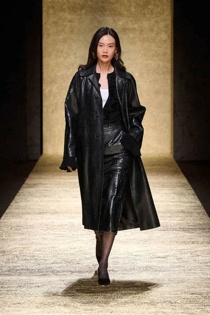 Luisa Spagnoli_Black_Fagiolo - Leather Midi Skirt Ð Fashion Show_FAGIOLO_0976_05