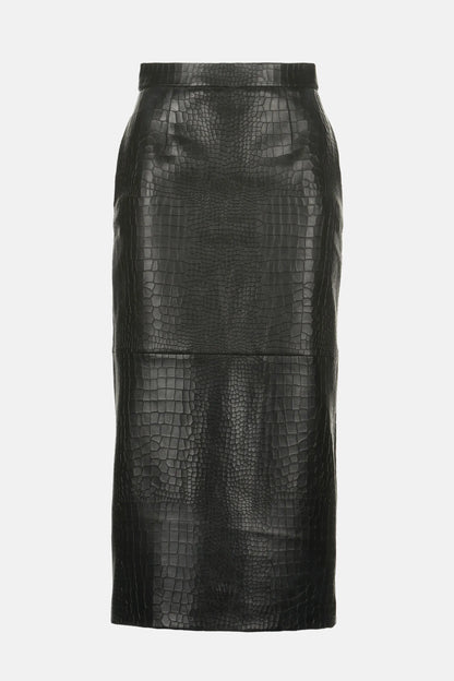 Luisa Spagnoli_Black_Fagiolo - Leather Midi Skirt Ð Fashion Show_FAGIOLO_0976_06