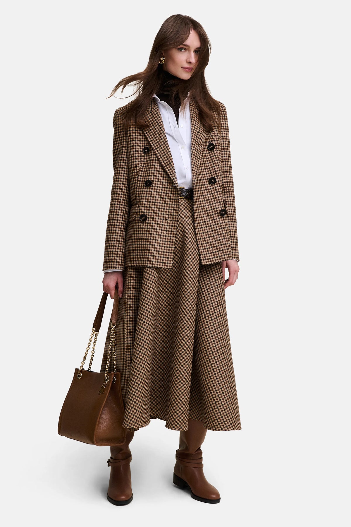 Luisa Spagnoli Var Beige Nocciola Women Fatalita Flared Midi Skirt - Fashion Show SKU: FATALITA_3274 Image 04