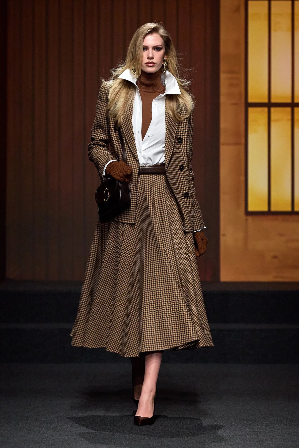 Luisa Spagnoli Var Beige Nocciola Women Fatalita Flared Midi Skirt - Fashion Show SKU: FATALITA_3274 Image 05