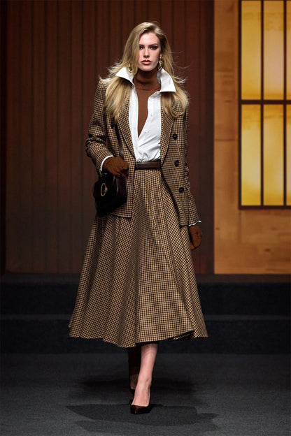 Luisa Spagnoli Var Beige Nocciola Women Fatalita Flared Midi Skirt - Fashion Show SKU: FATALITA_3274 Image 05