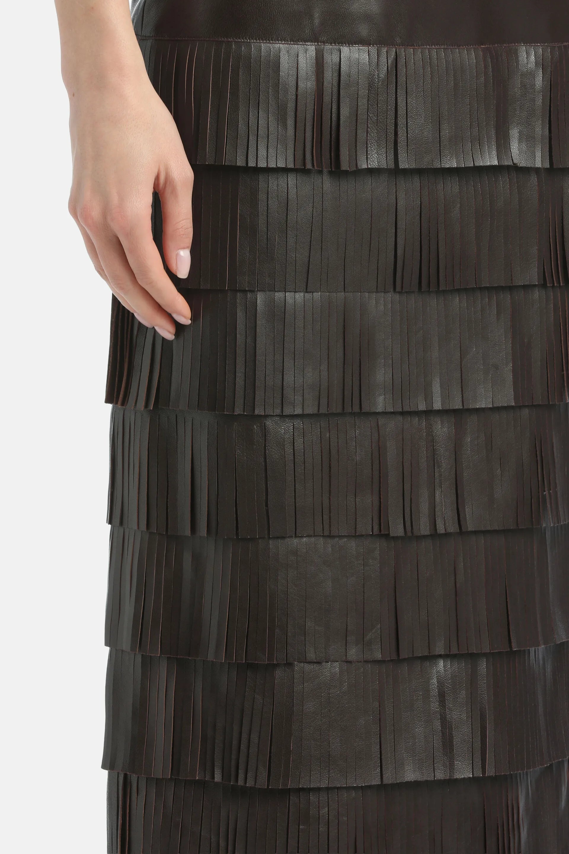 Luisa Spagnoli_Brown_Fattoria - Leather Skirt Ð Fashion Show_FATTORIA_0978_04