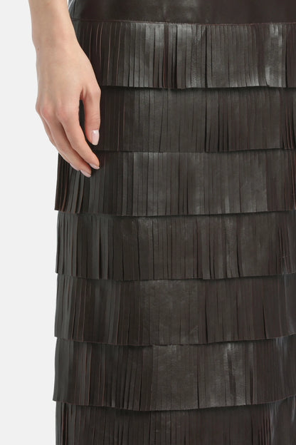 Luisa Spagnoli_Brown_Fattoria - Leather Skirt Ð Fashion Show_FATTORIA_0978_04