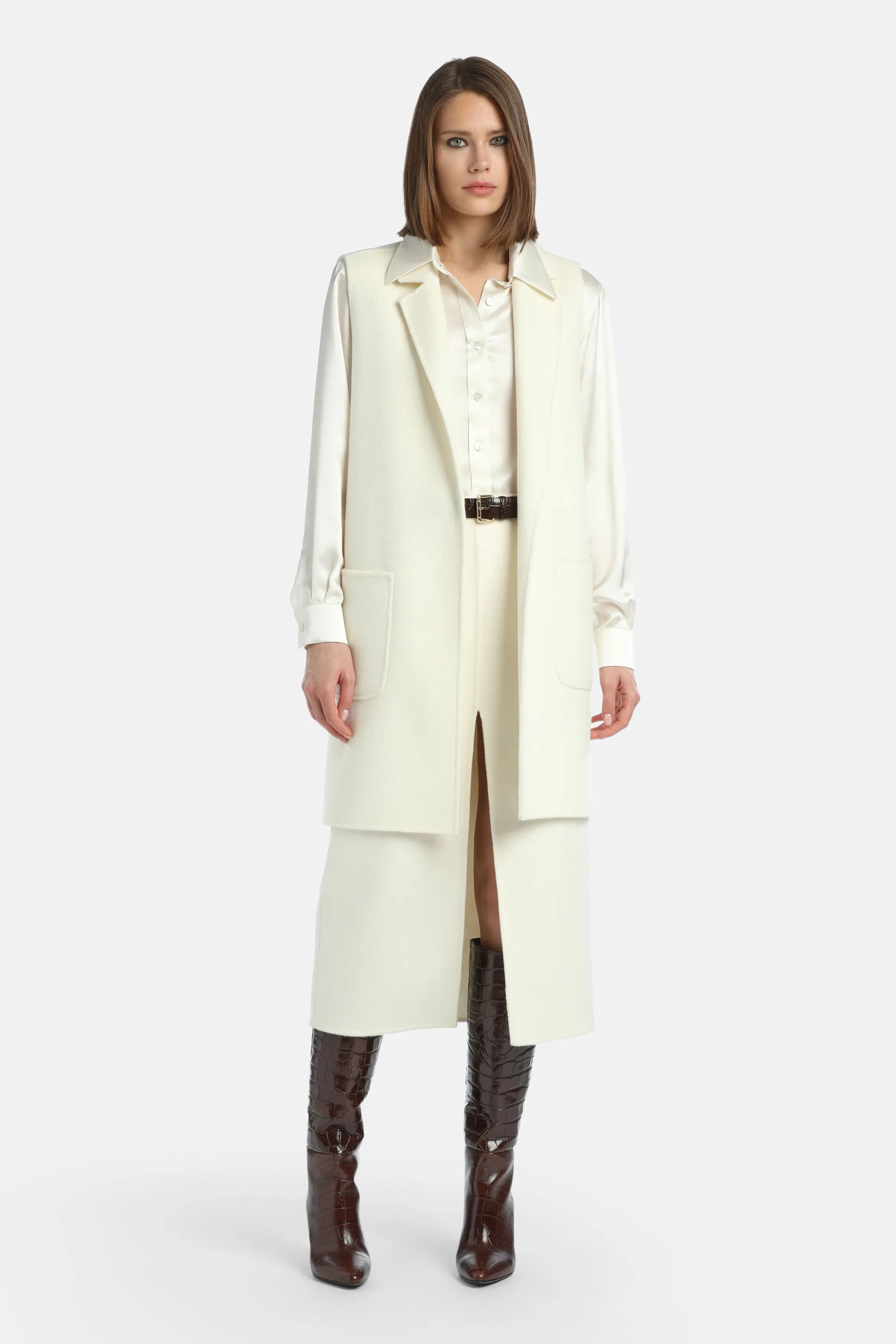 Luisa Spagnoli_Cream_Fattura - Wool-Blend Skirt_FATTURA A_0202_01