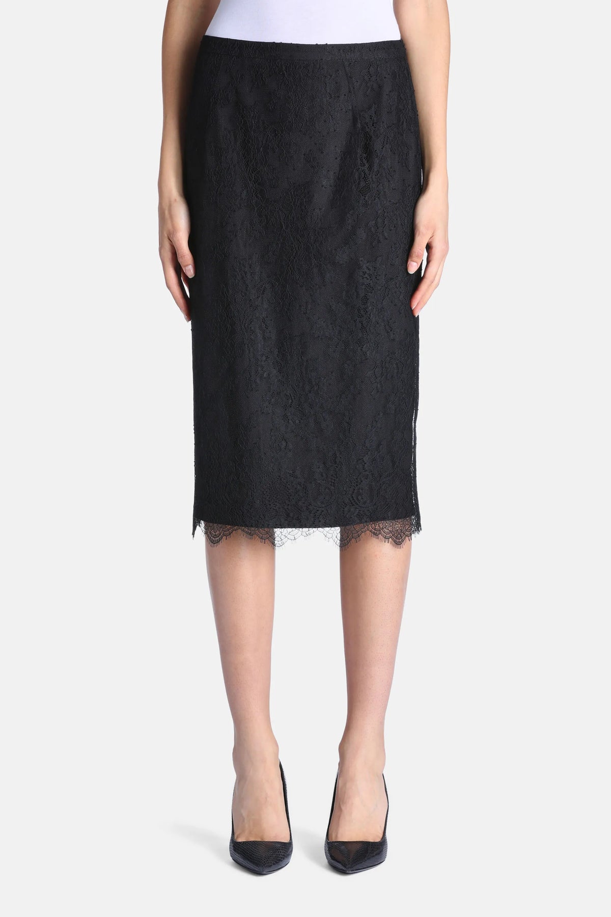 Luisa Spagnoli Nero Women Faustin - Elegant Lace Midi Skirt SKU: FAUSTIN_0101 Image 01