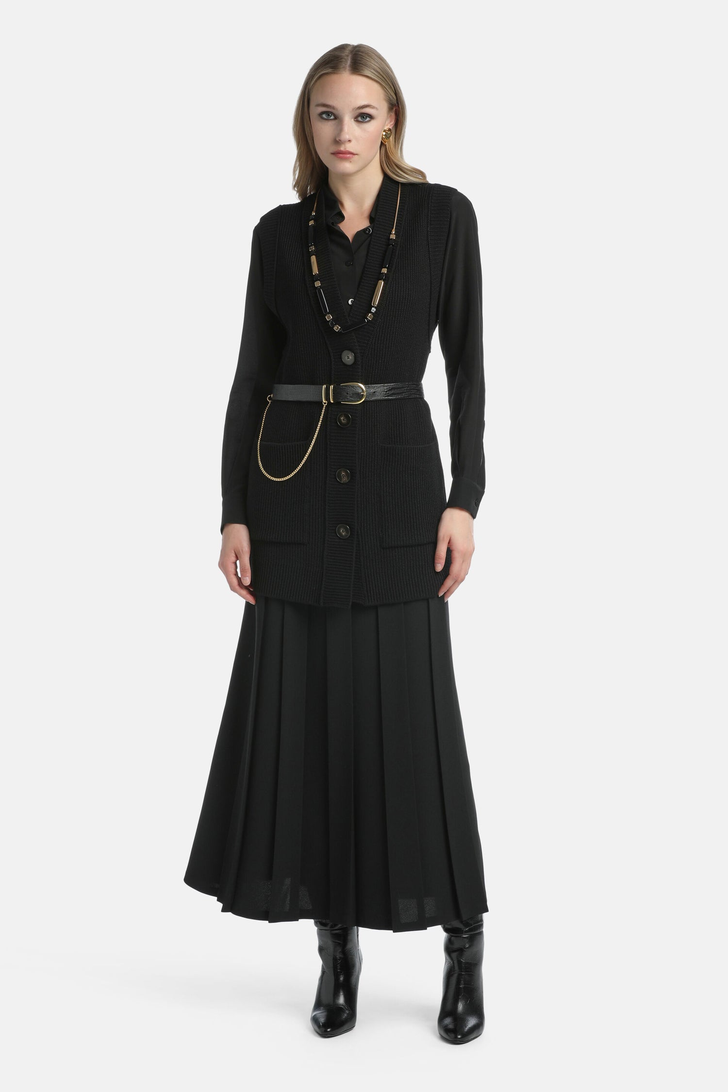 Luisa Spagnoli_Nero_Favoloso - Pleated Skirt_FAVOLOSO_0101_01