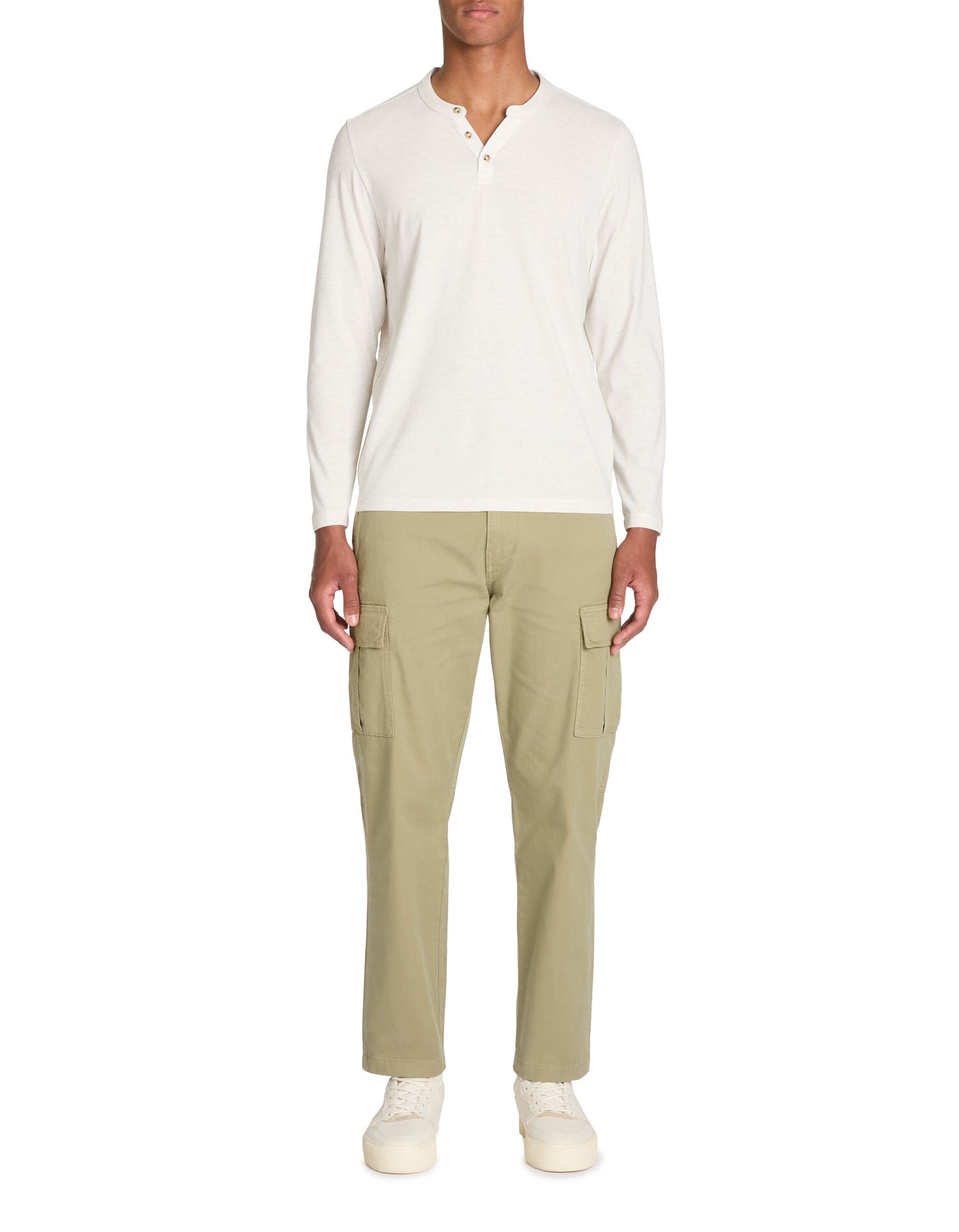 Celio_Ecru T-Shirt Straight Cotton Blend Long Sleeves_FEGETIML_ECRU CASH_02