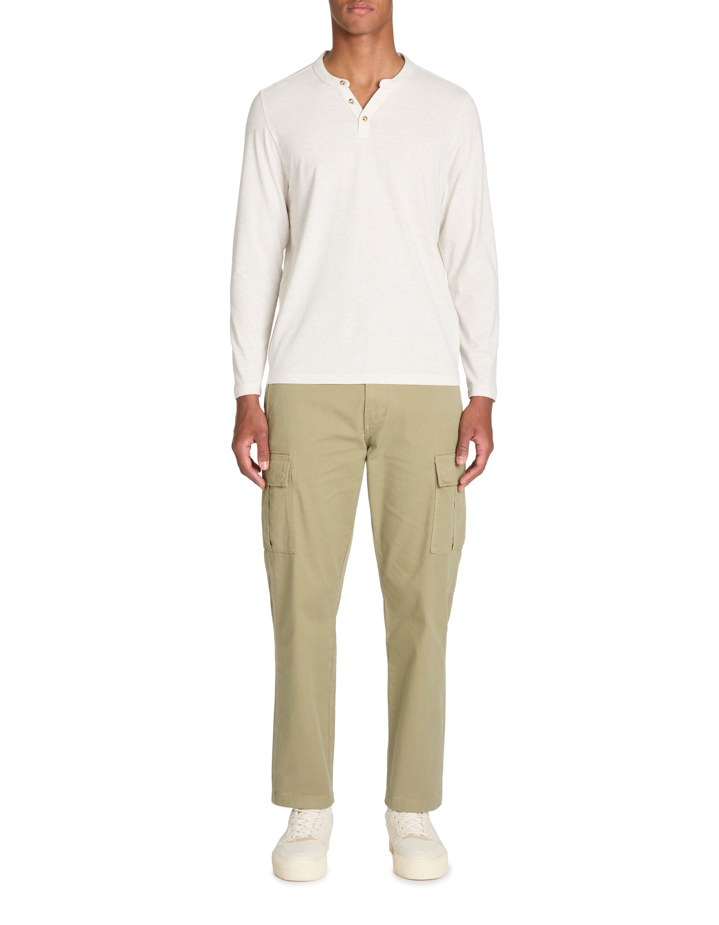 Celio_Ecru T-Shirt Straight Cotton Blend Long Sleeves_FEGETIML_ECRU CASH_02